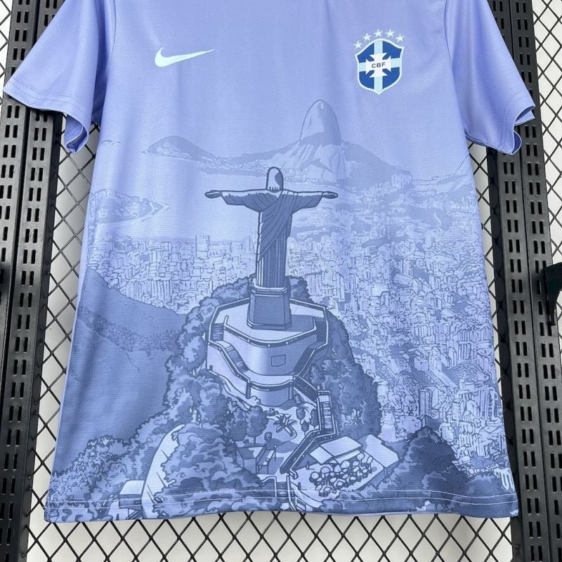 Camiseta Brasil Cristo Redentor Violeta Claro 2025/26 Versión Fan