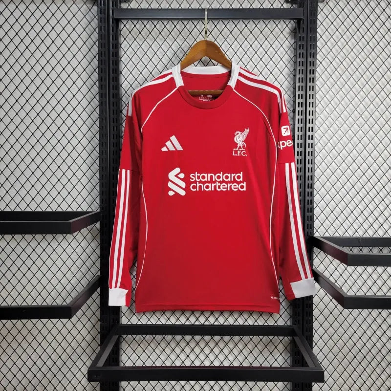 Camiseta Liverpool Local Manga Larga 2025/26 Versión Fan
