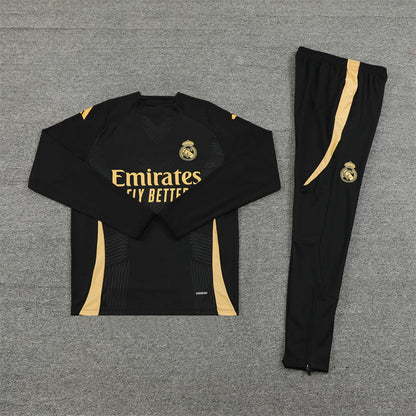 Buzo Completo Real Madrid Negro Diseño Dorado