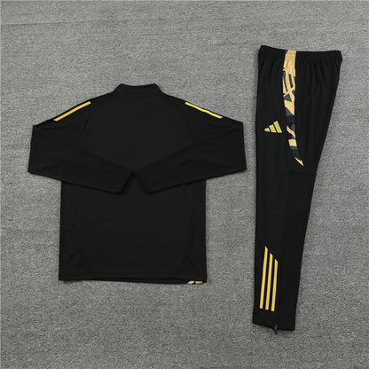 Buzo Completo Real Madrid Negro Dorado