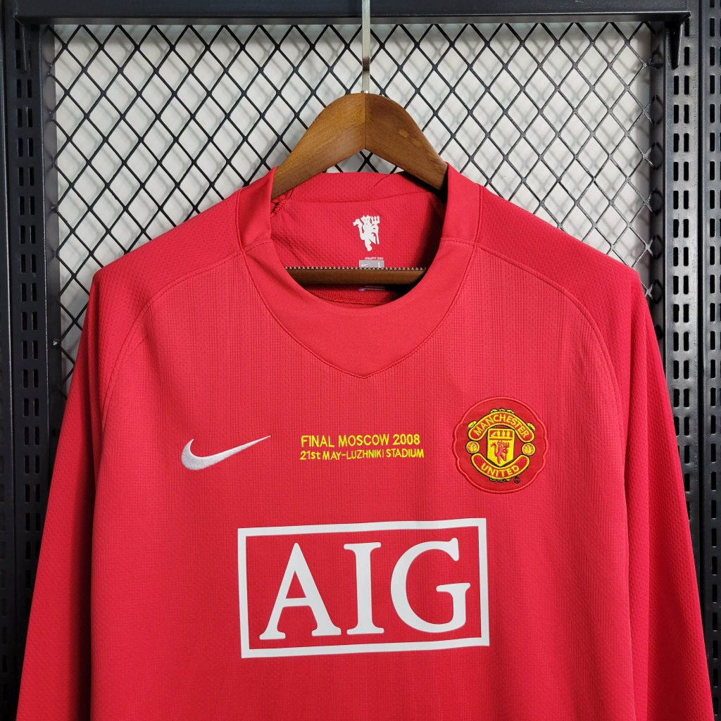 Camiseta Manchester United 2008/09 Local | Manga larga Retro