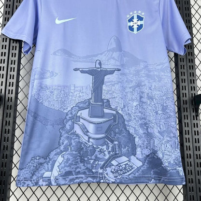 Camiseta Brasil Cristo Redentor Violeta Claro 2025/26 Versión Fan
