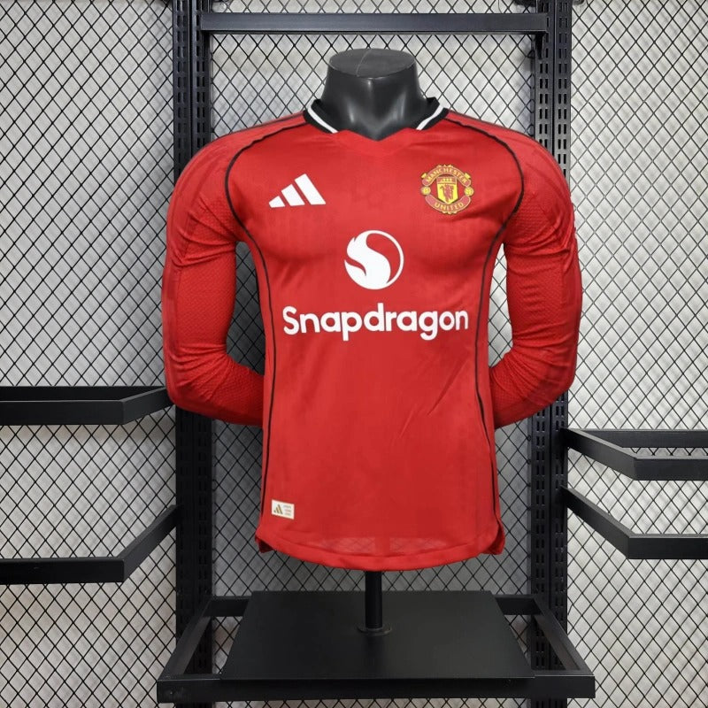 Camiseta Manchester United Local 2025/26 Manga Larga Versión Jugador